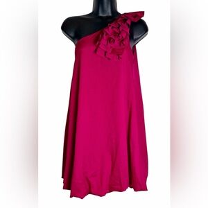 Y2K Fuschia Pink One-Shoulder Embellished Bubbled Hem Dress